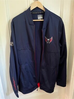 Fanatics Navy Jacket with Red Trim Washington Capitals Logo